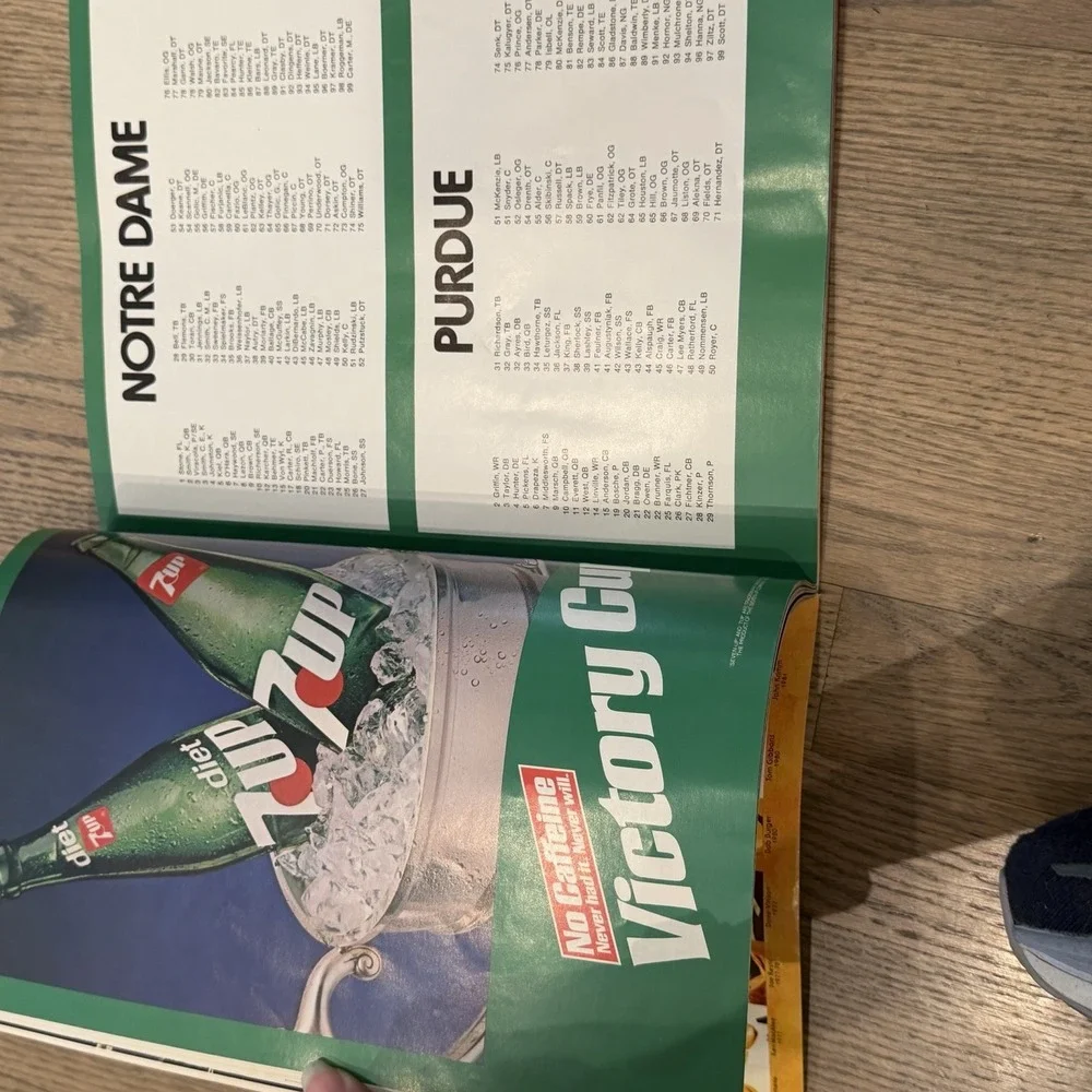 Purdue Notre Dame 9/25/82 Game Souvenir Program, Tickets, Menu